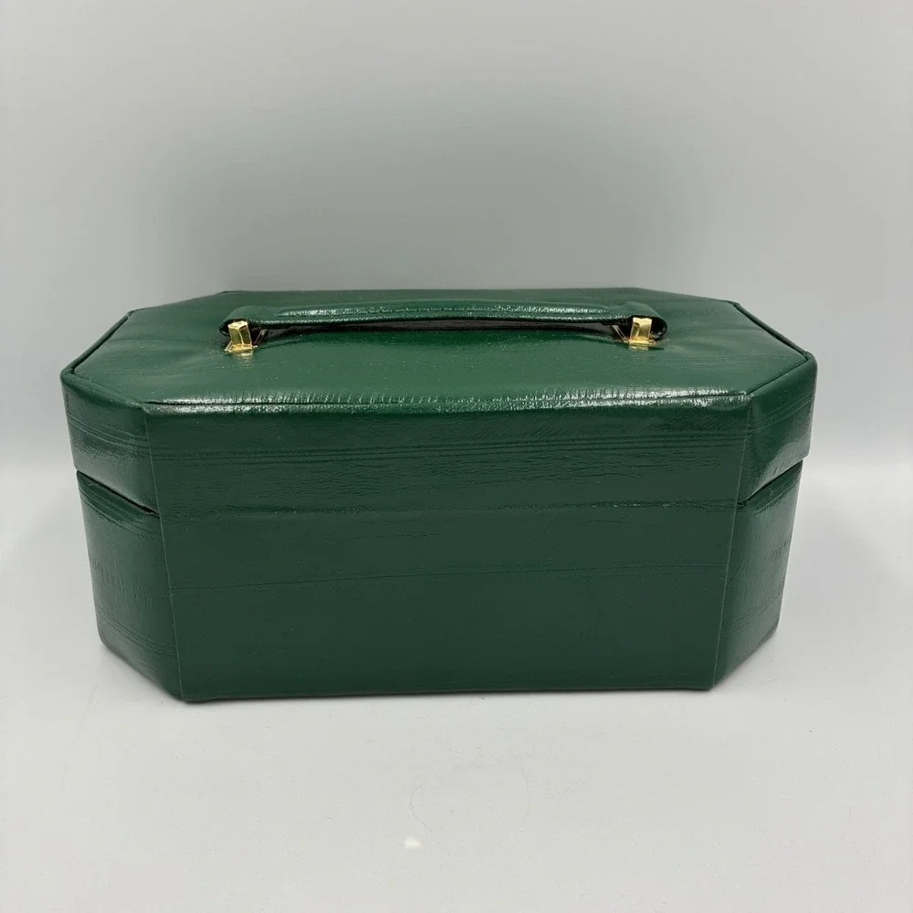 Vintage International Silver Company Travel Jewelry Box Green Color